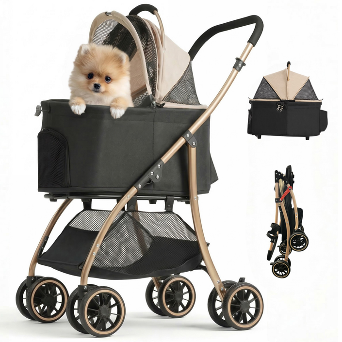 MILALOUIS 접이식 분리식 반려동물 유모차 강아지 유모차 고양이유모차 개모차 일체형 뉴바론 개모차 원터치 퀵폴딩 개모차