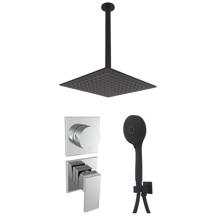 트리미 매립 해바라기수전 Q30 4BC2-NN SET B 매트블랙 레인샤워기, 1개