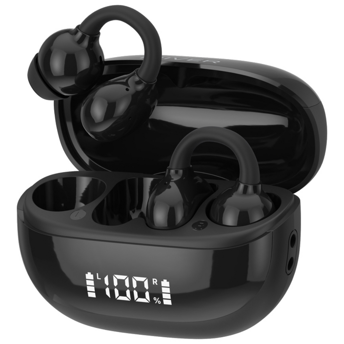 아이리버 오픈타입 무선 6.0 이어커프 블루투스 이어폰 IBIX3 오토 페어링 IPX4 생활 방수 터치 컨트롤 C타입 충전 귀찌 귀걸이형 클립형, 블랙