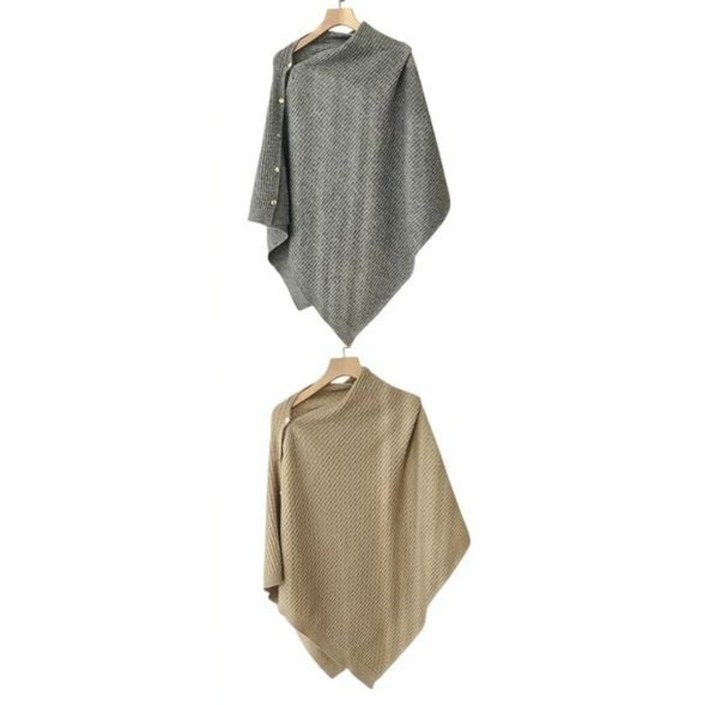 무지 니트 망토숄 케이프 어깨덮개 단추 여성 겨울숄