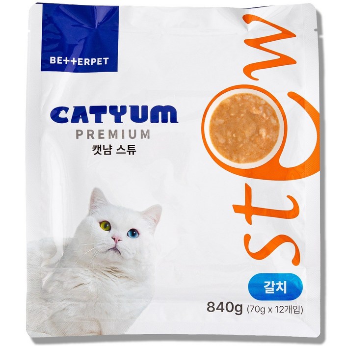베러펫 캣냠 고양이습식사료 고양이사료 주식 스튜, 70g, 12개, 황태