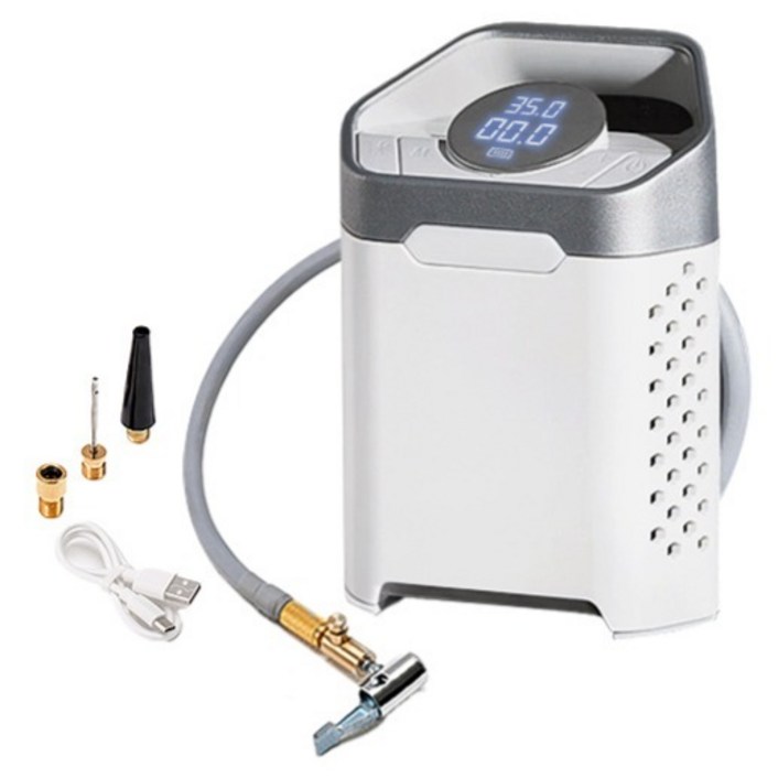 메이튼 휴대용 무선 탱커블 자동차 타이어 공기압 주입기 A0, 배터리 7800mAh, 빌트인호스 90cm,노즐 3p, 충전케이블, 화이트, 1개