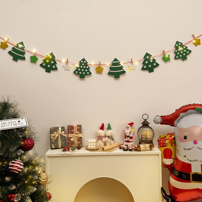 리드홈 크리스마스 파티 벽장식 소품 가랜드 + 전구 세트