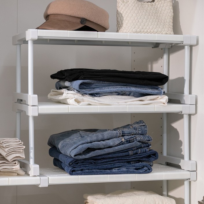 리빙공감 브링 길이조절 옷장 정리함 칸막이 선반, 화이트, 1개