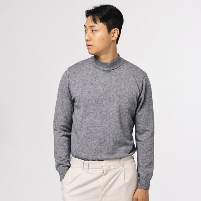 엘엑스티 남성용 소프트 울100 반폴라 모크넥 니트 스웨터
