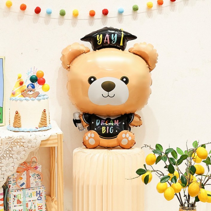 졸업 학사모 리틀 곰돌이 풍선