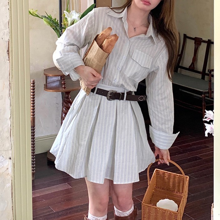 루나걸 여성용 피크닉스 스트라이프 셔츠 원피스 L26SPOPS121225