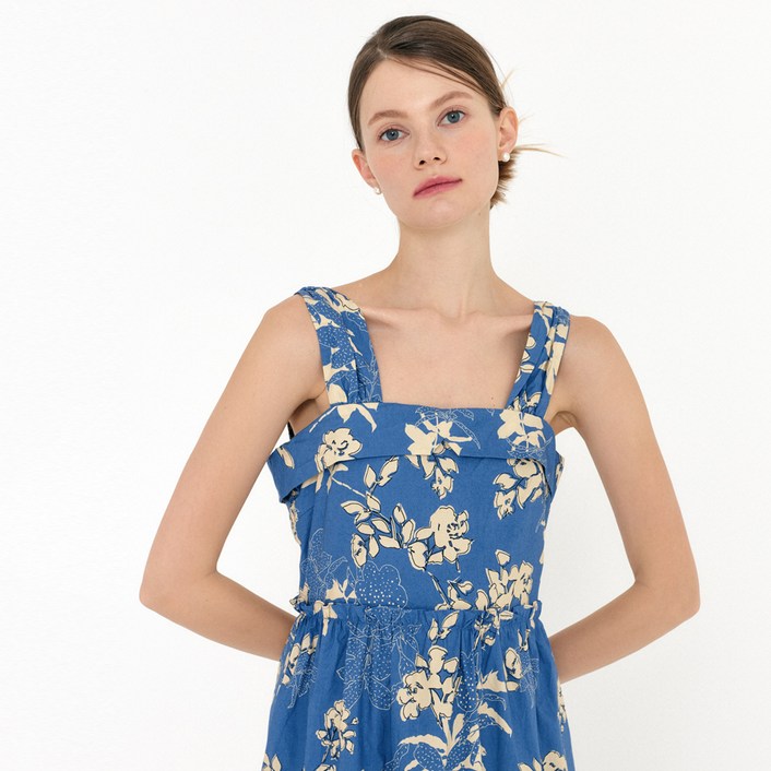 제너럴아이디어 여성용 통기성 아주르 플라워 원피스 S22D04019