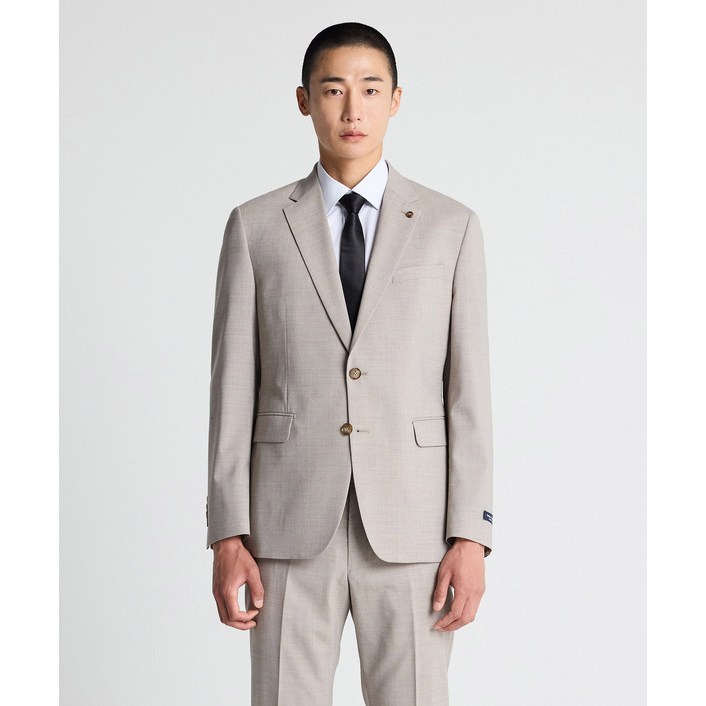 STCO 남성 여름 울51 혼방 에센셜 멜란지 수트 세트 클래식핏 베이지