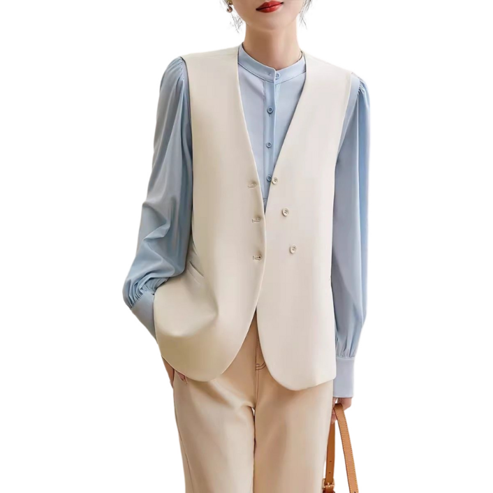 여성용 브이넥 조끼 민소매 정장 자켓 조끼 뉴타임즈F8030