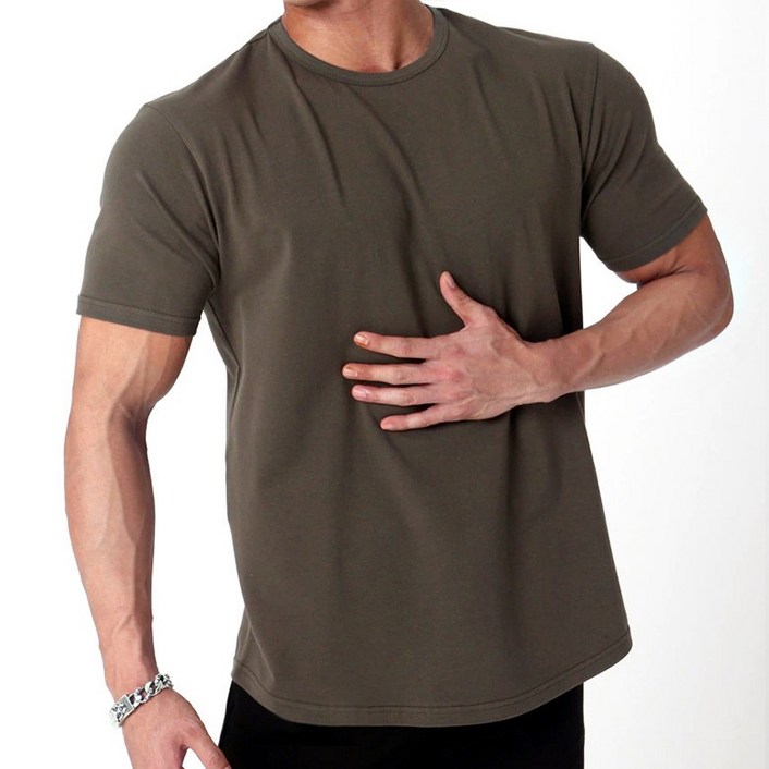 제타22 남성용 몸 좋아보이는 어깨 넓어보이는 헬스 운동 머슬핏 분또 스판 무지 반팔 티셔츠 1755