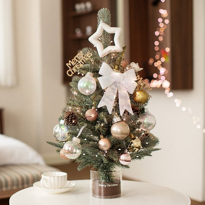 디에스리빙 크리스마스 지네 은하수 전구 고급 리얼 미니트리 풀세트 60cm