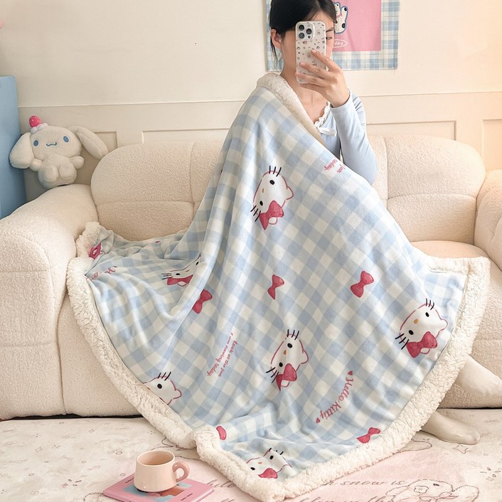 LOVEND 산리오 이중담요 두꺼운 낮잠담요 무릎담요 다용도담요 성탄절선물