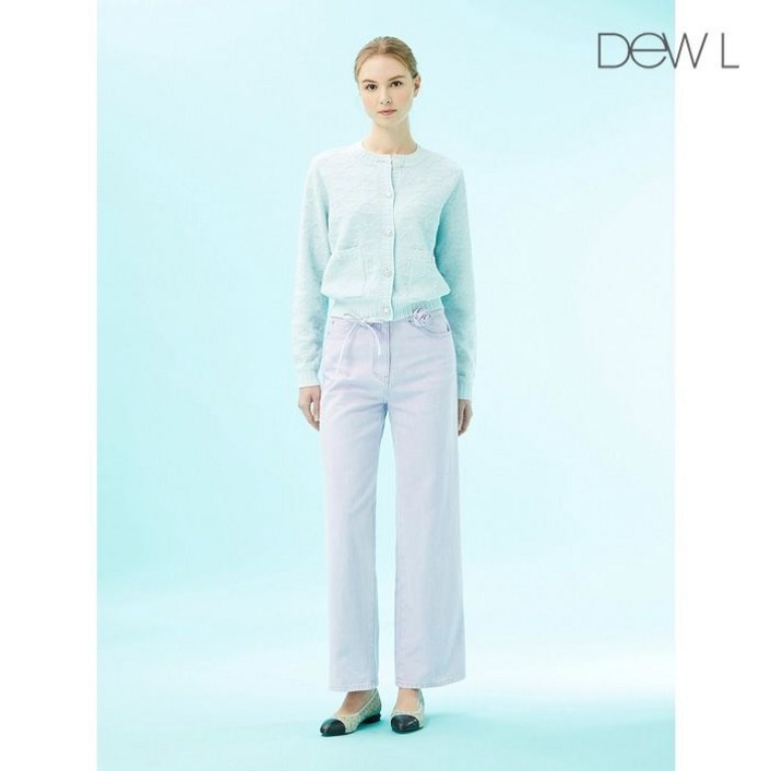 백화점 정품 듀엘 플라워 벨티드 칼라 데님 팬츠 VOD242PSA438