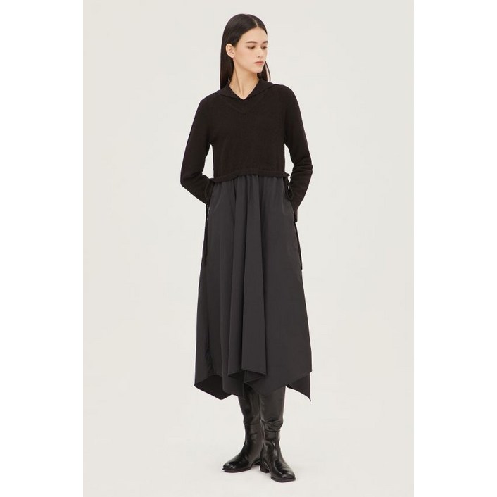 시슬리 카라 풀오버 우븐 패치 니트 원피스 SAKO01311 186183