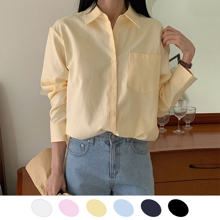 오버나인 여자 여성 스탠다드핏 옥스포드 코튼 탄탄 셔츠