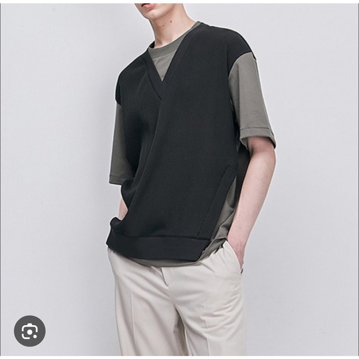 (중*고) 시스템옴므 2022 레이어드 반팔 티셔츠 100사이즈