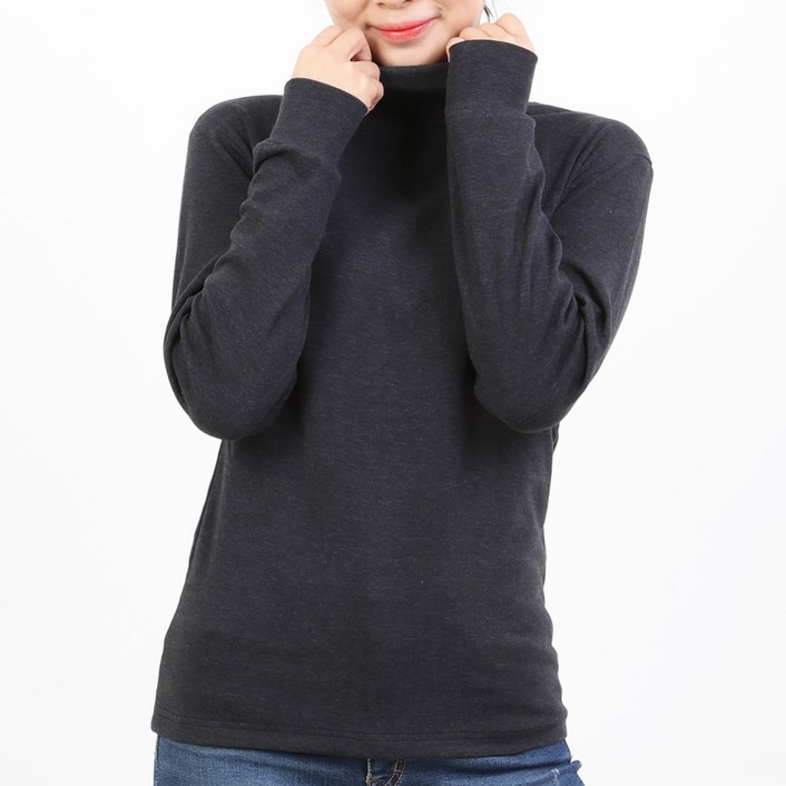 여성 겨울 보온 면스판 긴목 폴라 긴팔 티셔츠 SS-XL