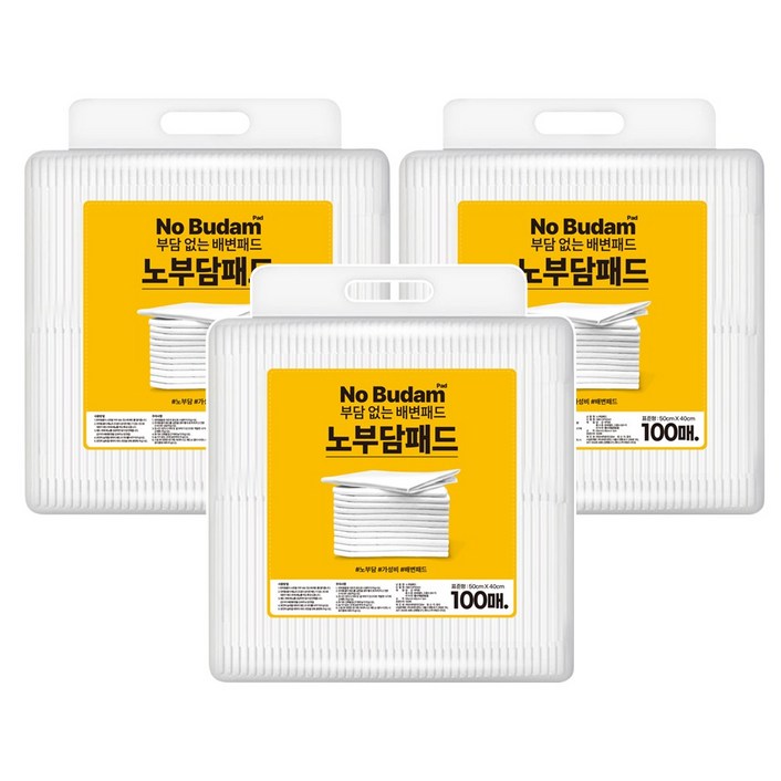 노부담패드 강아지 배변패드 표준형 300매, 3팩, 100개입