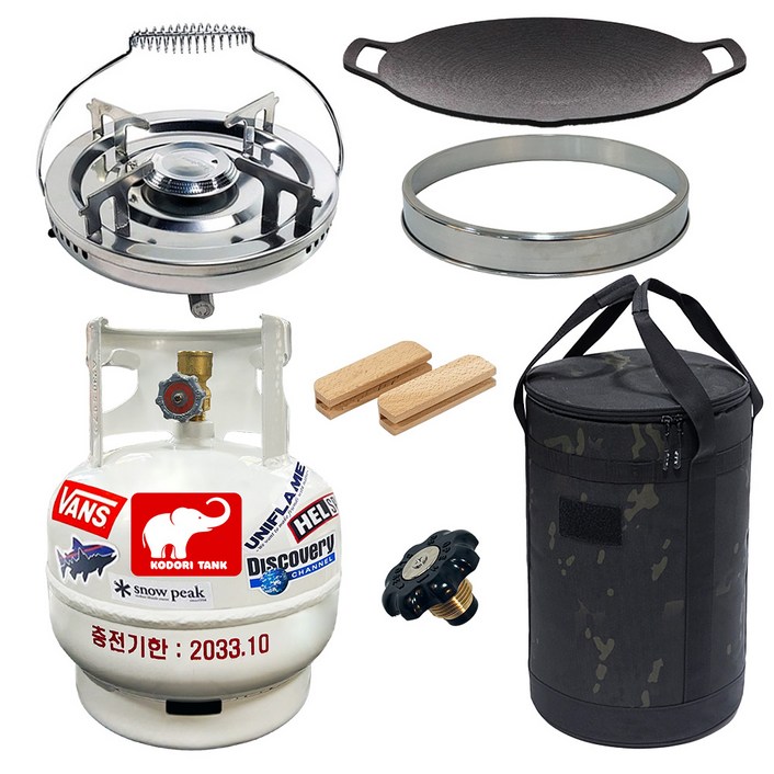 화력조절 해바라기버너 코돌이탱크 LPG 3kg 고화력 버너세트스티커무료증정, 1세트, 10번3kg링가드버너멀티그리들33cm마개가방