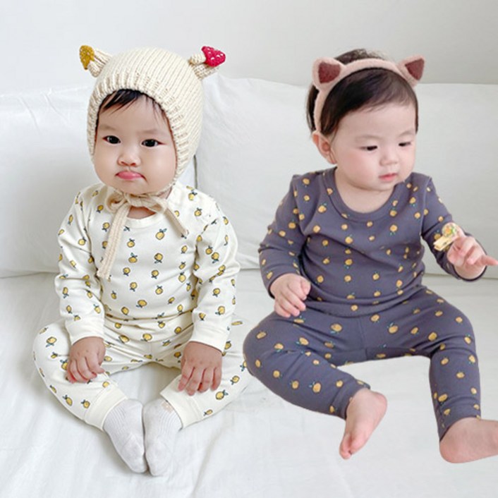 KC인증 당일출고베스더스 유아 여아 남아 아기 순면 실내복 신생아 내복 내의 레몬 내의 상하세트