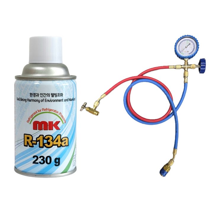 KC인증 자동차 냉매 가스 R134a mk냉매 + 충전도구 에어컨 성능향상 냉매 보충