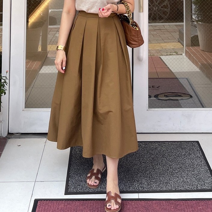 제이클래식  오로라 핀턱 풀 스커트 플리어핏 안감 뒷밴딩