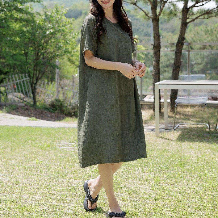 앤더데이 여성용 여름 휴식 린넨 반팔원피스 앤더데이 여성용 여름 휴식 린넨 반팔원피스