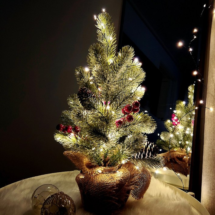 크리스마스 나무 장식 전구 풀세트 에버 미니 트리 40cm