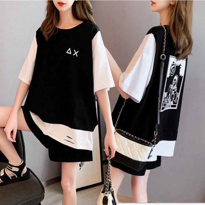 COSYEVNO 여자 빅사이즈 트레이닝복세트 캐주얼 운동복 반팔티 반바지