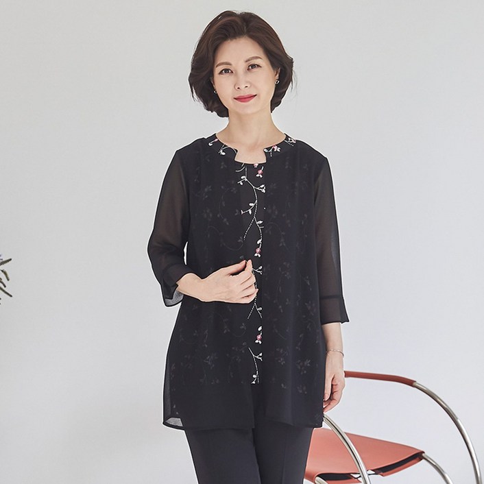 마담4060 엄마옷 블라우스 데일리 중년여성옷 할머니옷 50대엄마옷 60대엄마옷 빅사이즈 오페라가디건블라우스BL302015