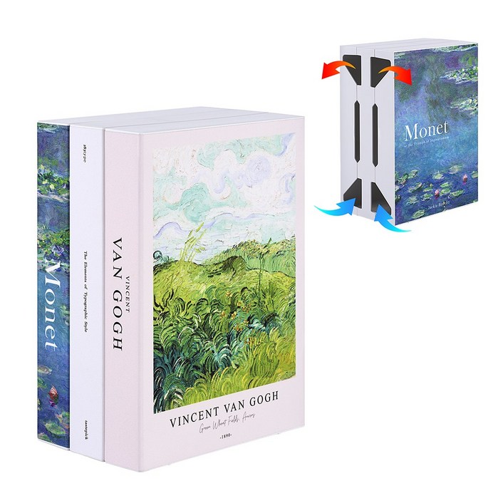 셋톱박스 공유기 정리함 오브제탭 책모양 멀티 수납 전선 케이블, 1개, 고흐모네세트