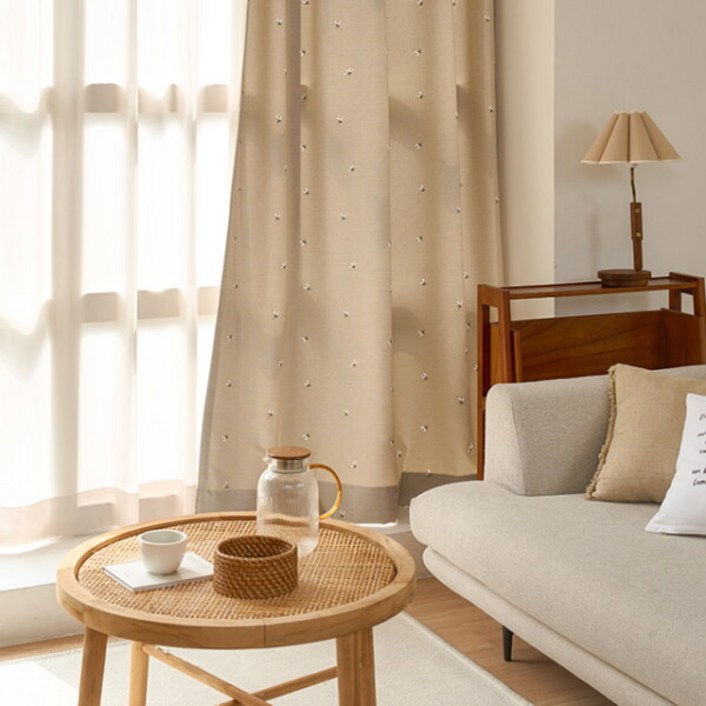 데코뷰 들꽃 자수 암막커튼평식150 x 161240cm