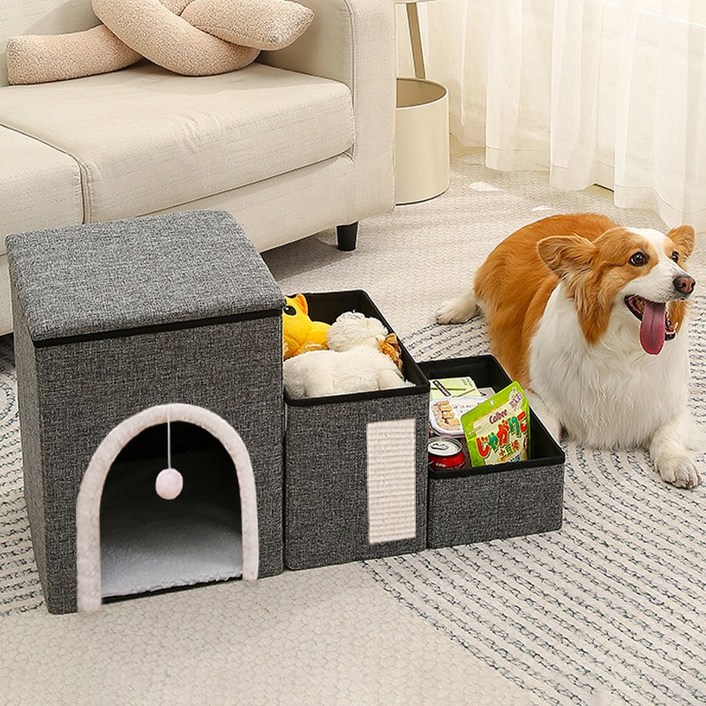 FONOW 강아지계단 고양이계단 접이식 미끄럼 방지 슬개골 보호 계단 이동 및 수납 가능