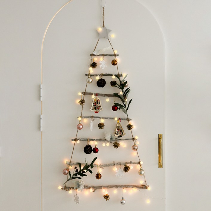 홈트너 크리스마스 벽장식 LED 전구 벽트리 아델리 7단 건전지 리모컨 타입