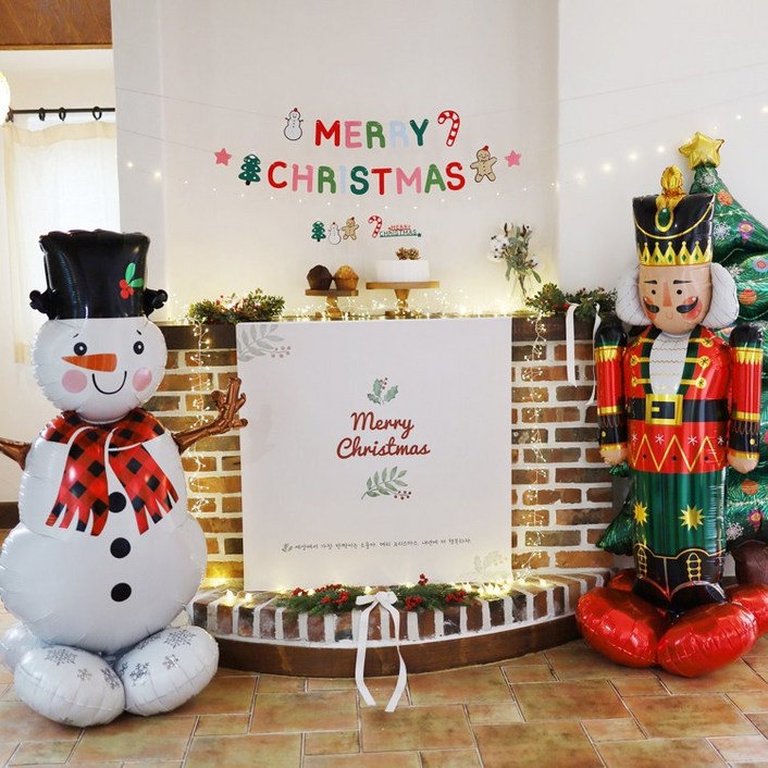 [파티조엘] 메가 눈사람 호두까기인형 풍선_초대형 사이즈의 눈사람 병정풍선 크리스마스파티