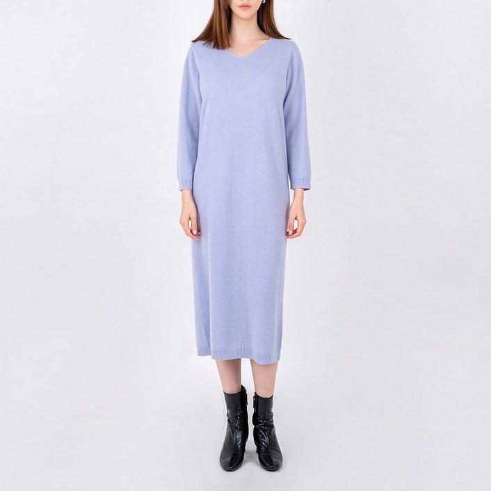 캐시미어 100 브이넥 원피스