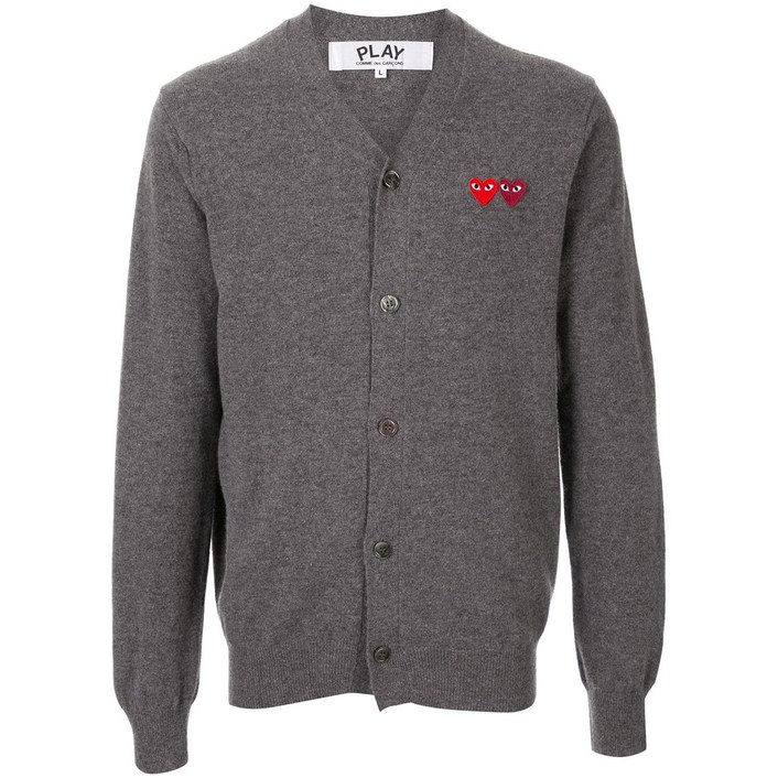 꼼데가르송플레이 로고 자수 카디건