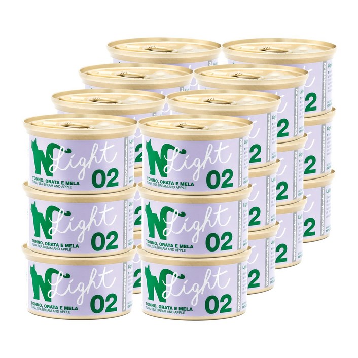 내추럴코드 라이트 02 이탈리아 고양이 캔 습식사료 참치, 도미와 사과, 24개, 70g, 참치도미와사과