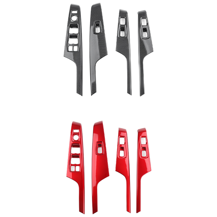 유투카 호환 티볼리 차량 튜닝 용품 윈도우스위치 커버 레드 카본 몰딩 차량 실내 드레스업, 유광카본