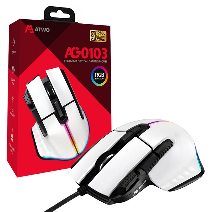 에이투 고감도 LED 유선 USB 게이밍 마우스 AG0103