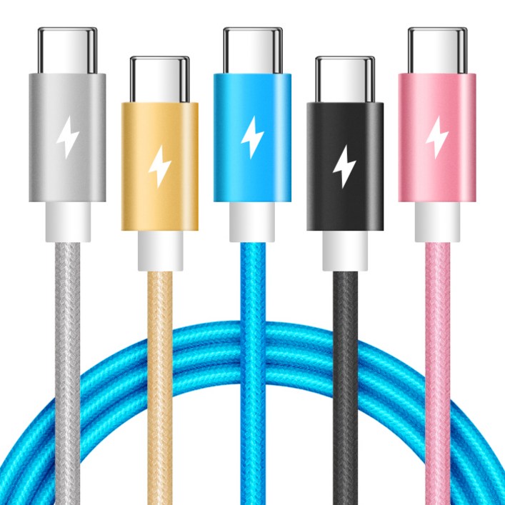 홈플래닛 PD 60W CtoC 초고속충전 패브릭 케이블, 혼합색상, 5개, 2m