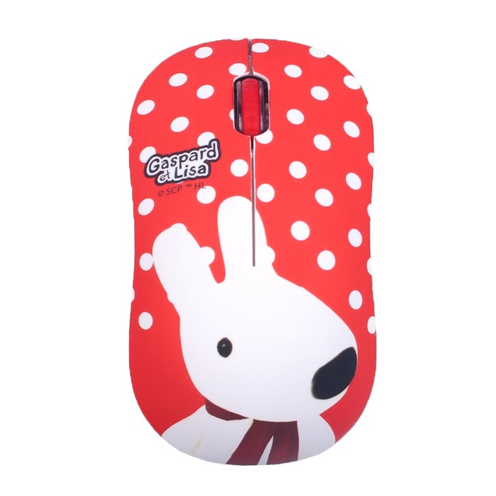 가스파드앤리사 유선 마우스, GLM66001, 레드  화이트도트