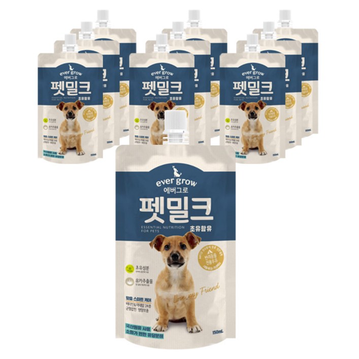 펫 파라다이스 에버그로 펫밀크 애견분유 강아지우유 초유함유150g x10개, 초유함유, 150ml, 10개