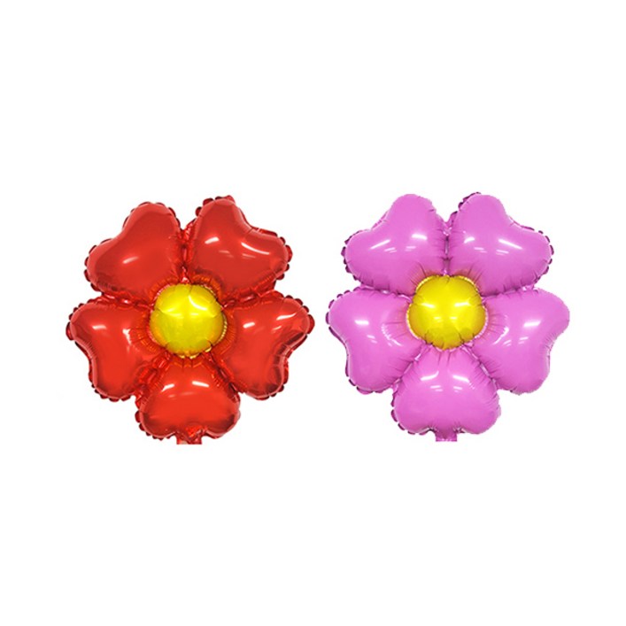 파티쇼 하트 플라워 은박 풍선 2종 세트, 레드, 캔디핑크, 5세트