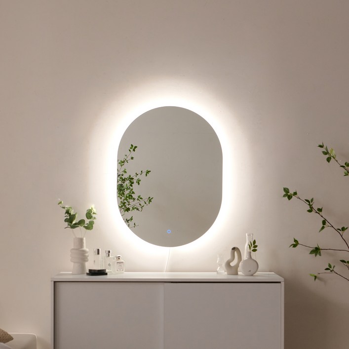 라망 프리미엄 LED 타원형 거울 500 x 800mm, 전구색, 주광색, 주백색 - 쇼핑앤샵