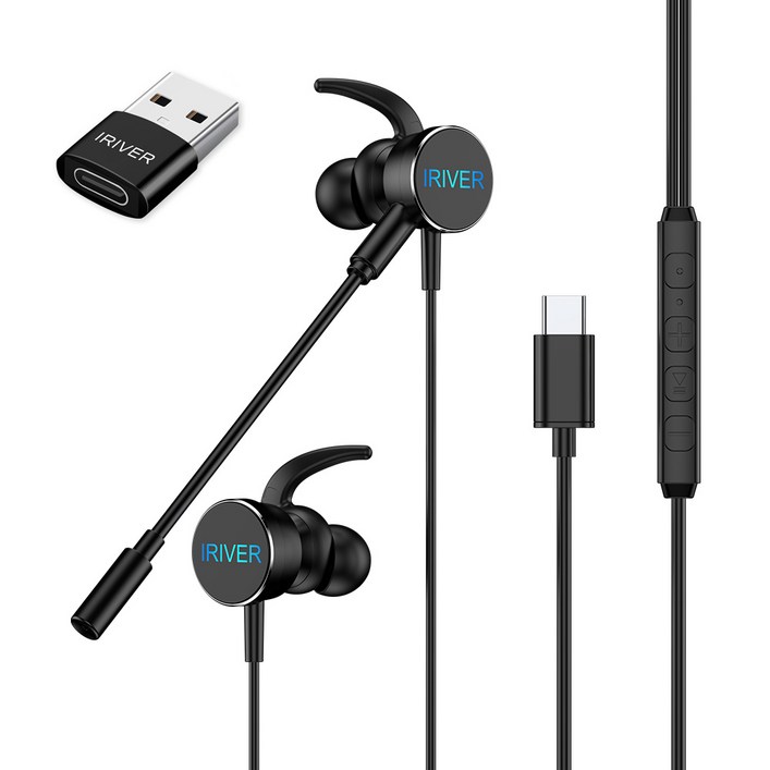 아이리버 게이밍 LED 이어폰, IGE202C, BLACK