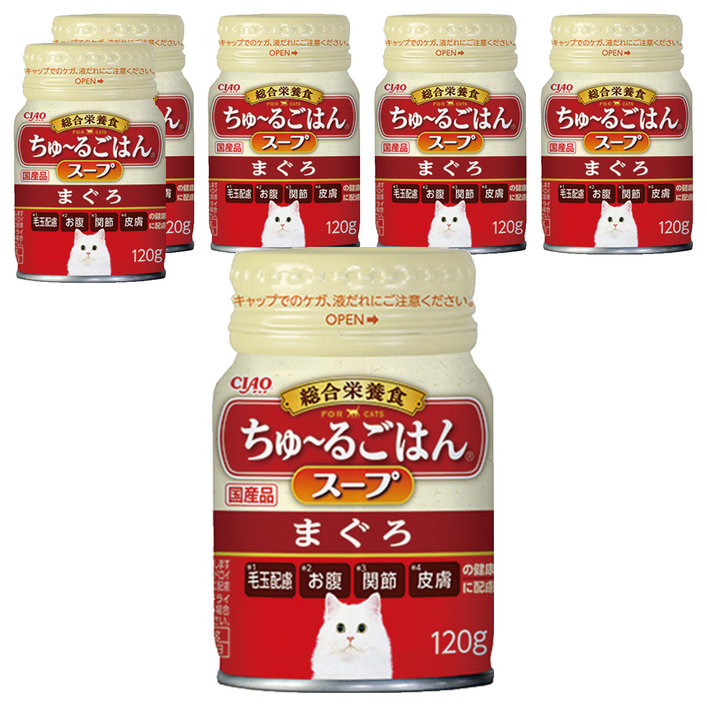 챠오츄르 이나바 고양이 CIAO 고항 캔스프 드링크, 참치, 120g, 6개