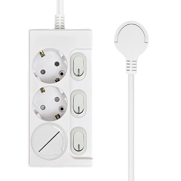 원스탑 재로갭 슬림 개별 스위치 멀티탭 3구 16A  안전커버