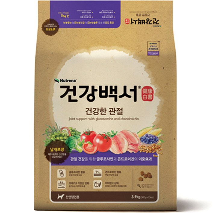 건강백서 전연령 애견 기능성 사료, 뼈관절강화, 3.9kg, 1개